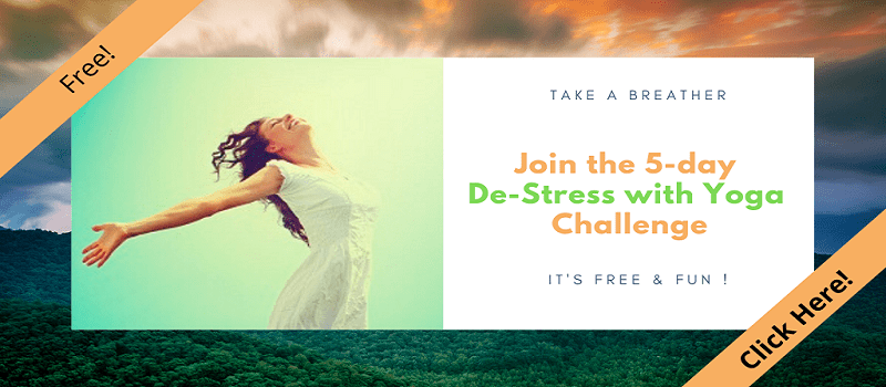Join 5 De-Stress Yoga Challenge happy woman 