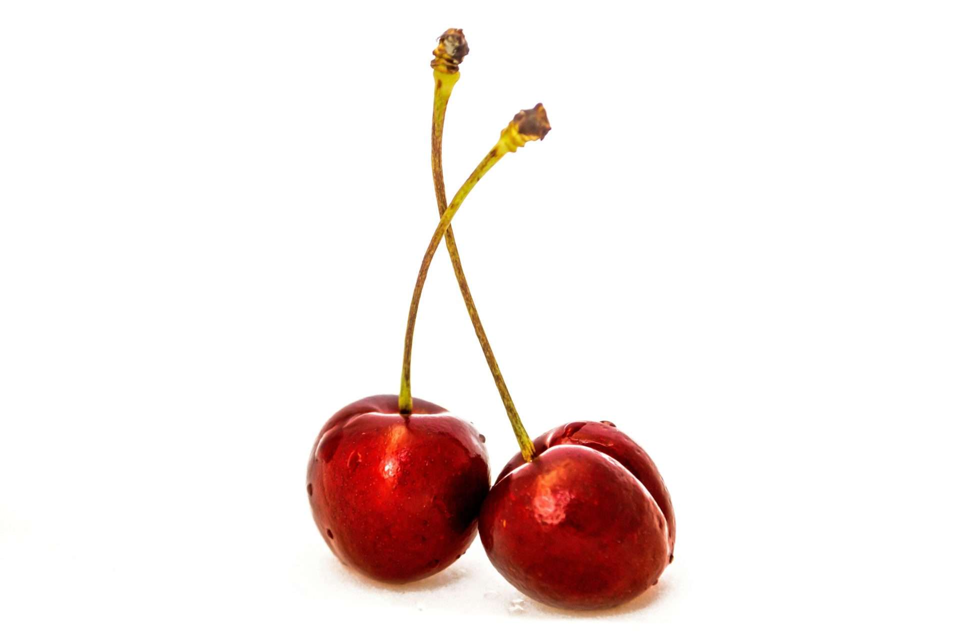 two cherries fresh fruit white background